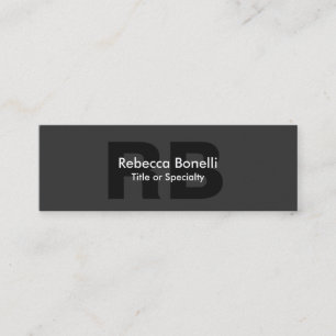Skinny Grey Black White Monogram Business Card