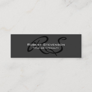 Skinny Grey Charming Script Monogram Business Card