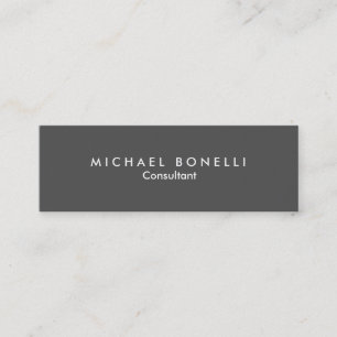 Skinny Grey Minimalist Plain Business Card
