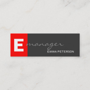 Skinny Grey Red Monogram Professional Manager Mini Business Card