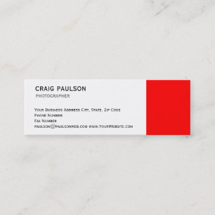 Skinny Modern Red White Black Business Card