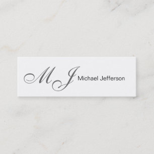 Skinny Monogram White Grey Business Card