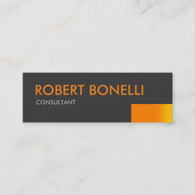 Skinny Orange Bold Text Grey Business Card (Front)