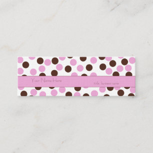 Skinny Pink and Brown Polka Dot Business Card