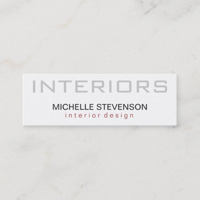 Skinny Plain White Interior Designer Business Card (Front)