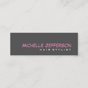 Skinny Professional Script Grey Pink Business Card
