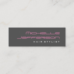 Skinny Professional Script Grey Pink Business Card