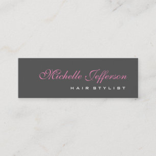 Skinny Professional Script Grey Pink Business Card