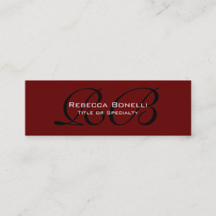 Skinny Red Black White Monogram Business Card