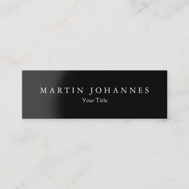 Skinny slim black grey professional business card (Front)