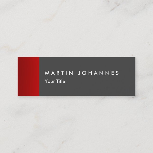 Skinny slim grey red professional business card (Front)