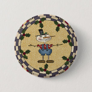 Skinny Snowman Christmas Button