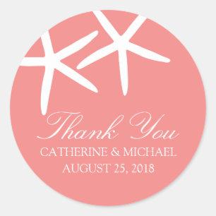 Skinny Starfish Wedding Classic Round Sticker