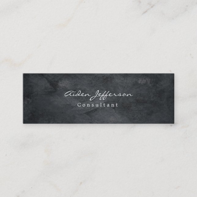 Skinny Stylish Grey Minimalist Plain Mini Business Card (Front)