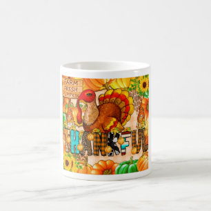 Skinny Thankful Tumbler Sublimation - Thanksgiving Coffee Mug