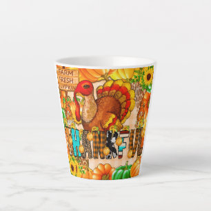 Skinny Thankful Tumbler Sublimation - Thanksgiving Latte Mug