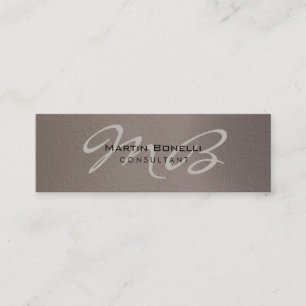 Skinny Trendy Chic Beige Monogram Business Card