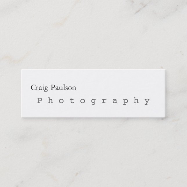Skinny Trendy Photography White Business Card (Front)