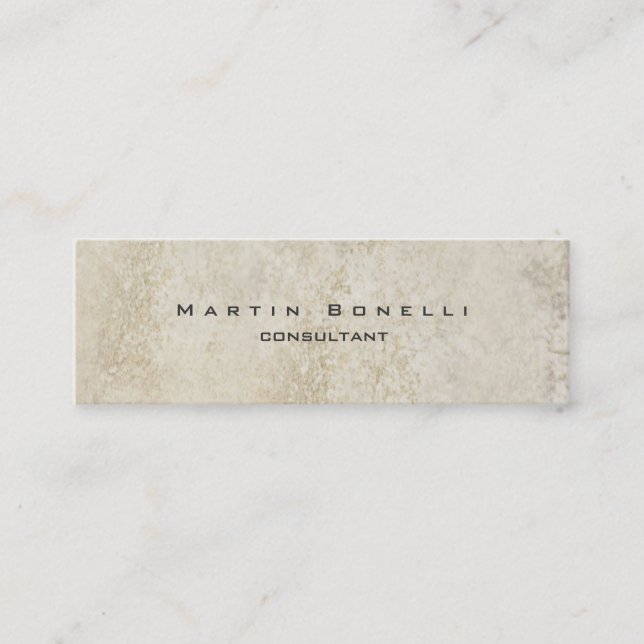 Skinny Unique Modern Stone Wall Minimalist Plain Mini Business Card (Front)