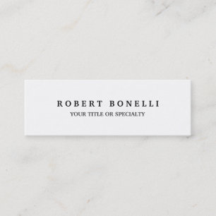 Skinny Unique Plain White Clean Legible Mini Business Card