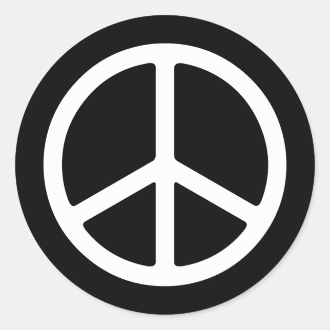Skinny White Peace Symbol Classic Round Sticker (Front)