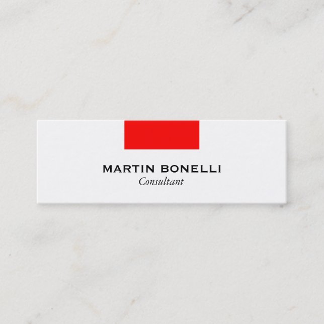 Skinny White Red Stripe Standard Business Card (Front)
