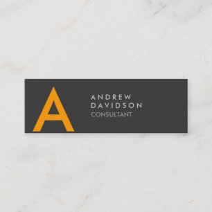 Skinny Yellow Grey Modern Monogram Business Card