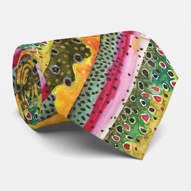 Skins of Three Beautiful Trout Tie (Rolled)