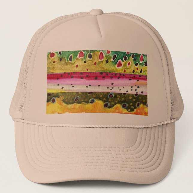 Skins of Three Beautiful Trout Trucker Hat (Front)