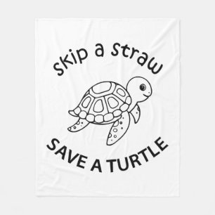 Skip A Straw Save A Turtle Fleece Blanket