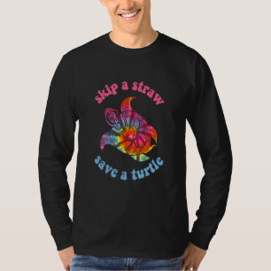 Skip A Straw Save A Turtle Tribal Retro 90s Aesthe T-Shirt