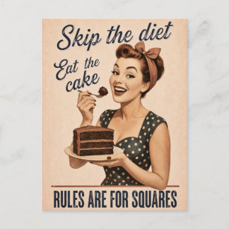 Skip the Diet Eat the Cake Retro Postcard
