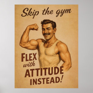 Skip the Gym Vintage Poster | Retro Fitness Humour