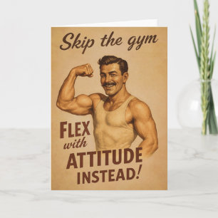 Skip the Gym Vintage Poster Retro Fitness Humour Card