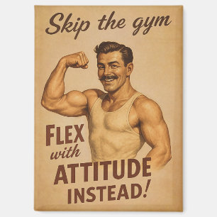 Skip the Gym Vintage Poster   Retro Fitness Humour Magnet
