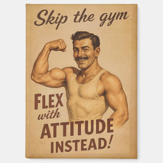 Skip the Gym Vintage Poster | Retro Fitness Humour Magnet