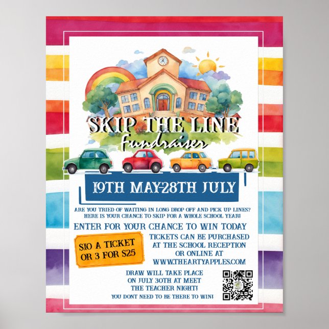 skip the line school fundraiser ticket raffle poster (Front)