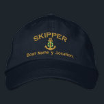 Skipper Anchor Personalised Your Name Embroidered Hat<br><div class="desc">A personalised skipper fashion embroidery nautical style. An original casual fashion embroidered gear sure to make an impression on, or off the boat. Here's a selection of fine custom casual embroidered baseball caps; in a nautical style, you can easily personalise to make it as unique as you are. Use the...</div>