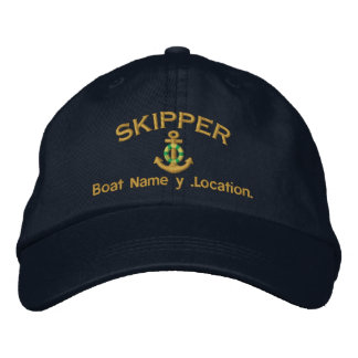 Skipper Anchor Personalised Your Name Embroidered Hat