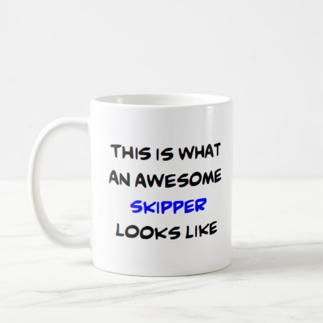 skipper, awesome coffee mug (Left)