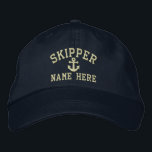 Skipper - customisable embroidered hat<br><div class="desc">Embroidered Captain customisable cap .. ideal for sailors .. personalise this skipper and anchor cap with your own custom text for FREE .. from Ricaso</div>