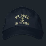 Skipper - customisable embroidered hat<br><div class="desc">Embroidered Captain customisable cap .. ideal for sailors .. personalise this skipper and anchor cap with your own custom text for FREE .. from Ricaso</div>