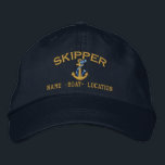 Skipper Golden Rope Anchor Your Boat Name or Both Embroidered Hat<br><div class="desc">A personalised skipper golden embroidery nautical style. An original casual fashion embroidered baseball cap sure to make an impression on, or off the boat. Here's a selection of fine custom casual embroidered baseball caps; in a nautical style, you can easily personalise to make it as unique as you are. Use...</div>