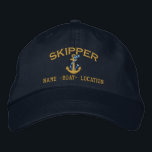 Skipper Golden Rope Anchor Your Boat Name or Both Embroidered Hat<br><div class="desc">A personalised skipper golden embroidery nautical style. An original casual fashion embroidered baseball cap sure to make an impression on, or off the boat. Here's a selection of fine custom casual embroidered baseball caps; in a nautical style, you can easily personalise to make it as unique as you are. Use...</div>