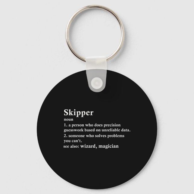 Skipper Job Title Definition Funny Boating Captain Key Ring (Front)