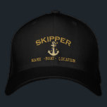 Skipper Nautical Rope Anchor Your Boat Name Embroidered Hat<br><div class="desc">A personalised skipper embroidery nautical style design. An original casual fashion embroidered baseball cap sure to make an impression on, or off the boat. Here's a selection of fine custom casual embroidered baseball caps; in a nautical style, you can easily personalise to make it as unique as you are. Use...</div>
