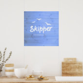 Skipper Nautical Sailing Blue and White Poster (Kitchen)