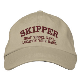 SKIPPER Personalise it! Your Boat Your Name Embroidered Hat