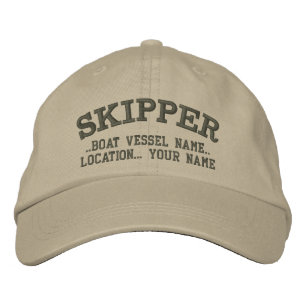 SKIPPER Personalise Your Boat Your Name Embroidered Hat