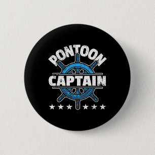 Skipper Pontoon Boating I Pontoon Boat Captain 6 Cm Round Badge